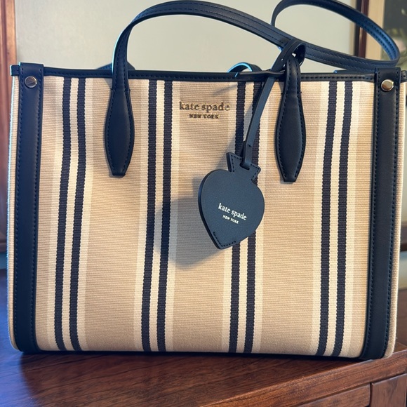 NW tags removed - Kate Spade ♠️ striped fabric and leather tote - Picture 3 of 17
